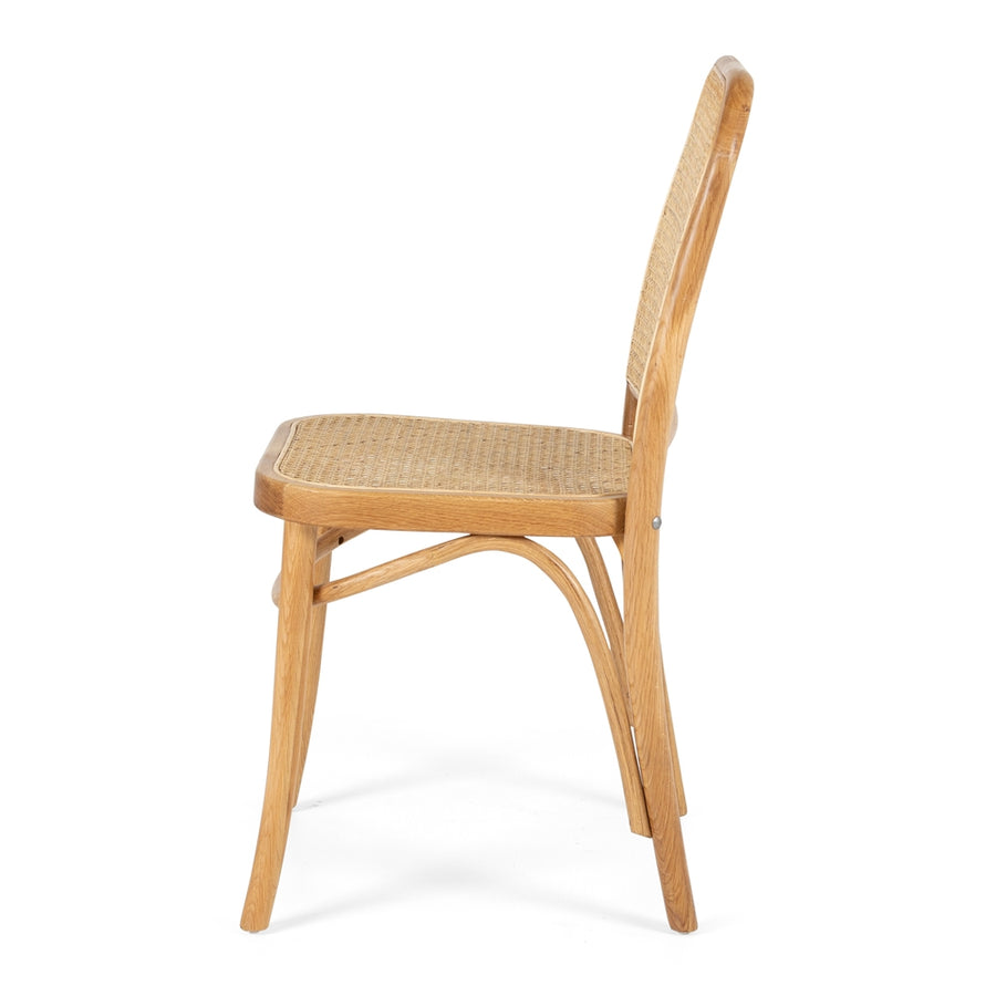 Solid Oak & Rattan Bent Wood Dining Chair - Natural