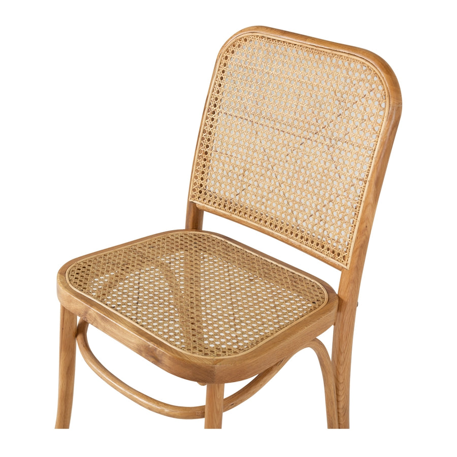 Solid Oak & Rattan Bent Wood Dining Chair - Natural