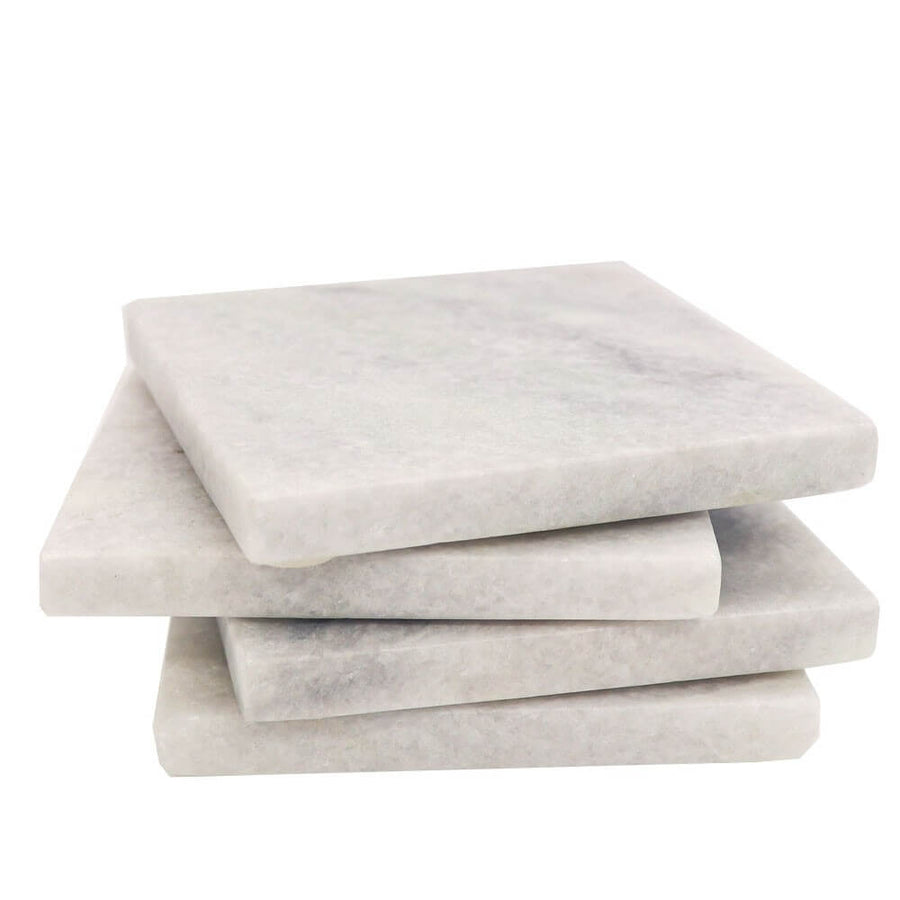White Marble Square Coasters - Set of 4