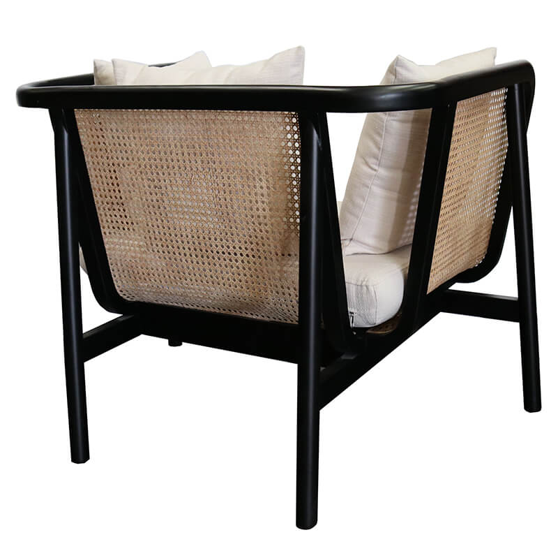 Sungkai Black & Rattan Occasional Chair