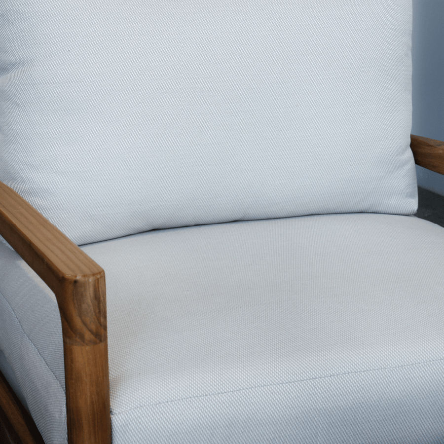 Teak & Light Grey Outdoor Armchair
