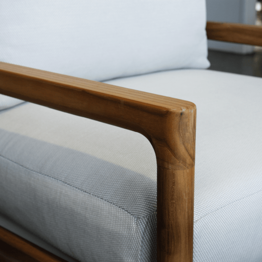 Teak & Light Grey Outdoor Armchair