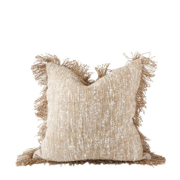 Textured Weave Tassel Cushion - Natural & Cream