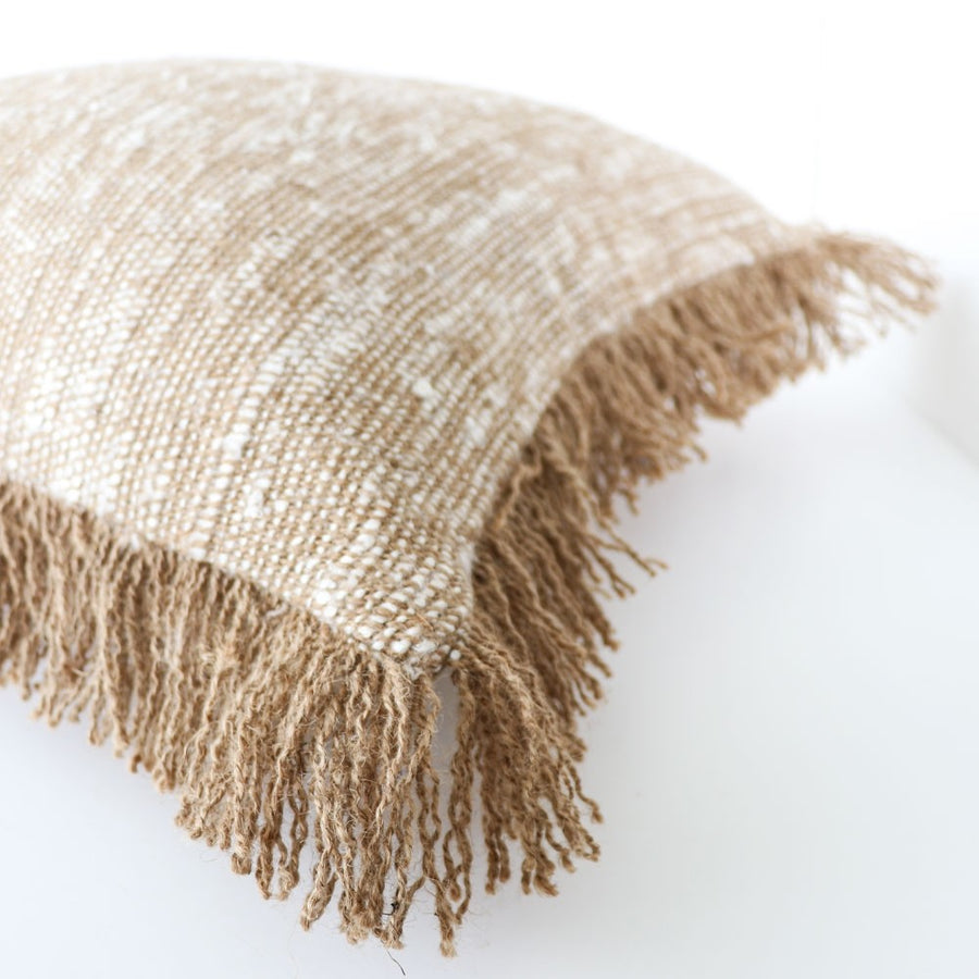Textured Weave Tassel Cushion - Natural & Cream