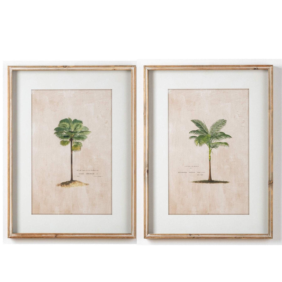 Timber Framed Palm Print Wall Art - Set of 2