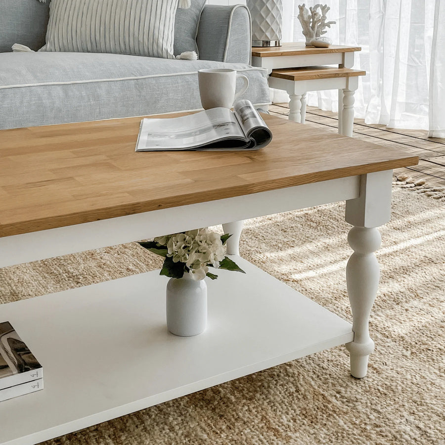 Traditional Natural Oak & White Coffee Table