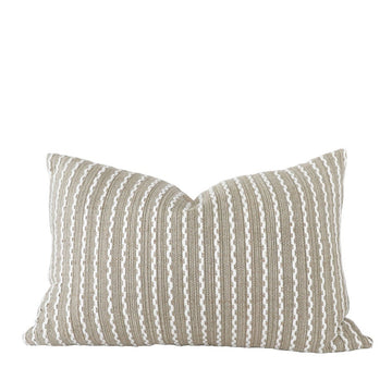 Wavey Stripe Rectangle Cushion - Sand & Cream