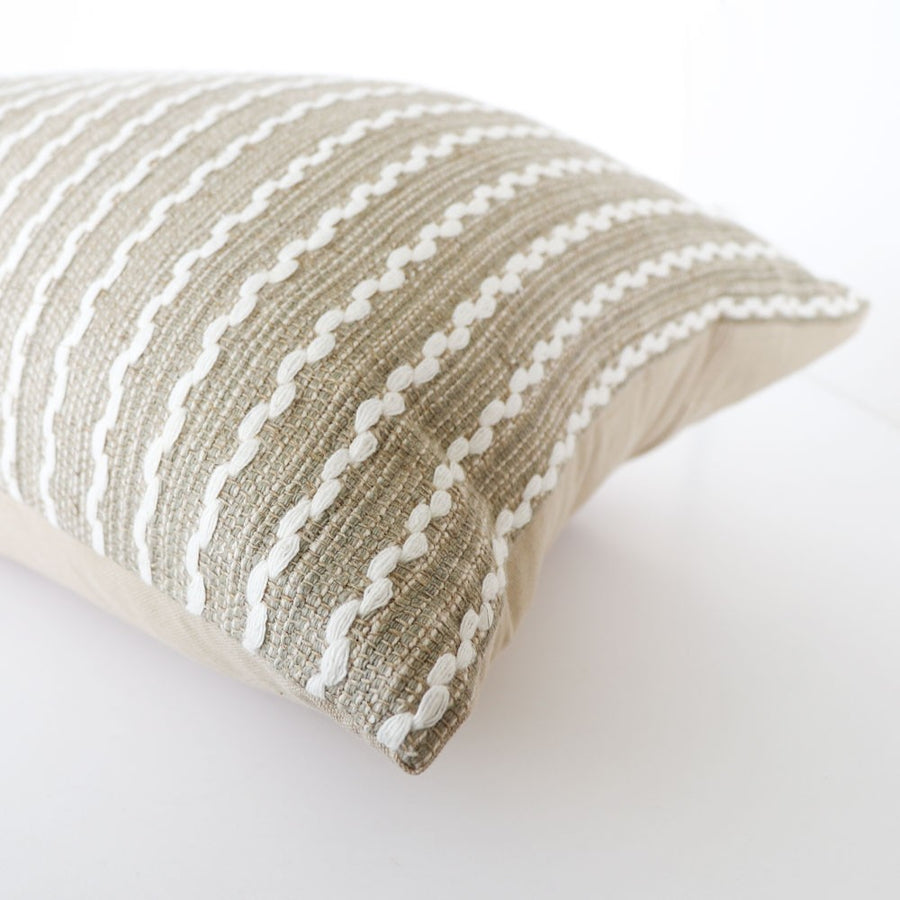 Wavey Stripe Rectangle Cushion - Sand & Cream
