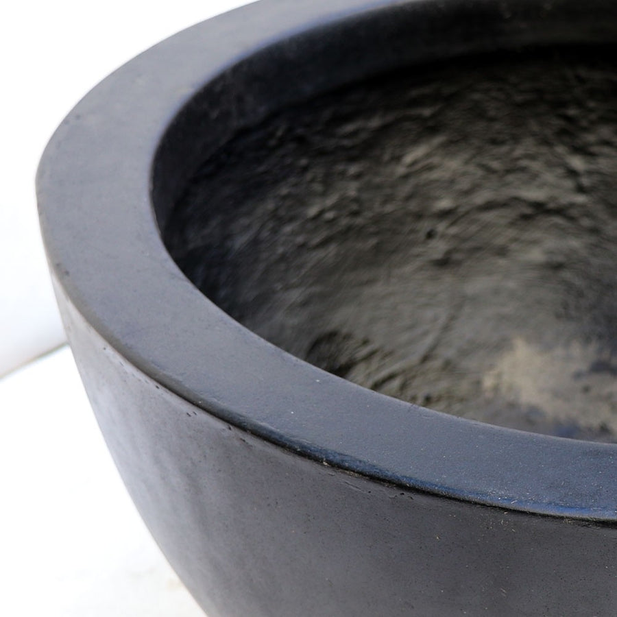 Westhampton Low Bowl Black Concrete Pot - Small