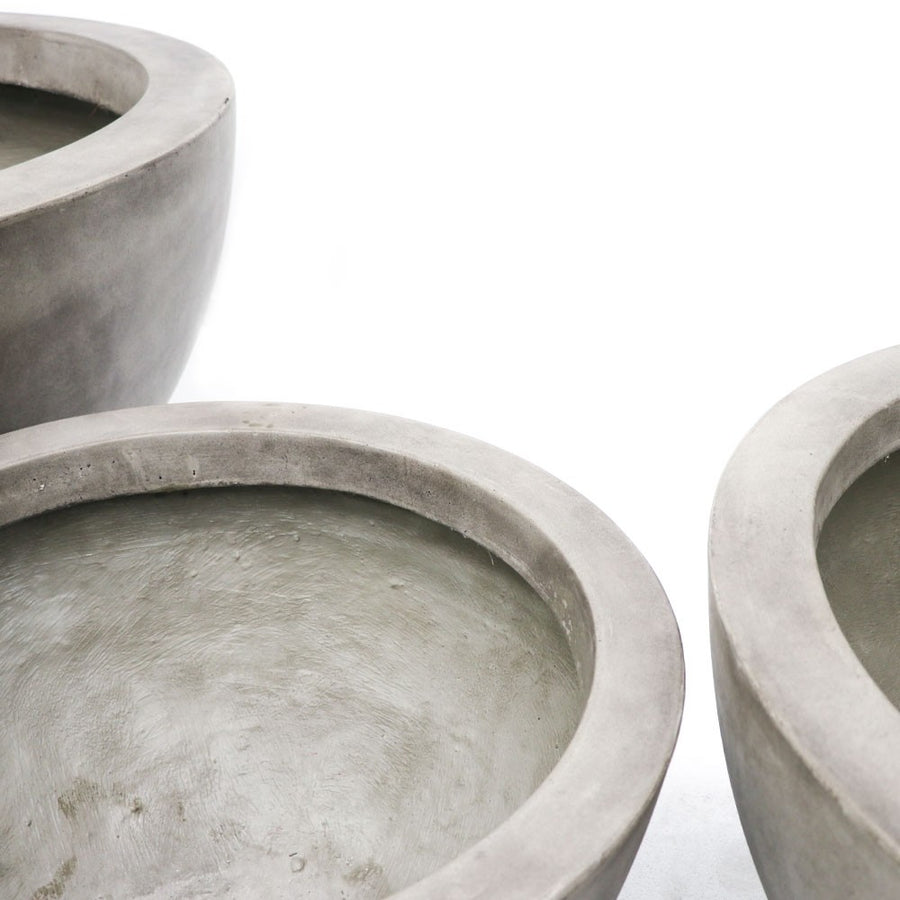 Westhampton Low Bowl Weathered Concrete Pot - Large