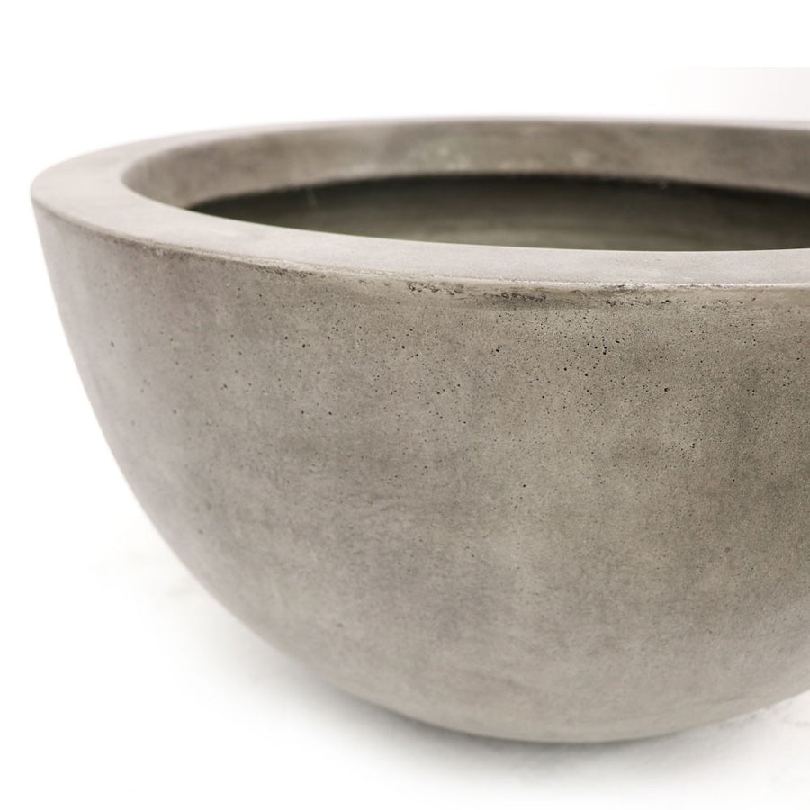 Westhampton Low Bowl Weathered Concrete Pot - Medium