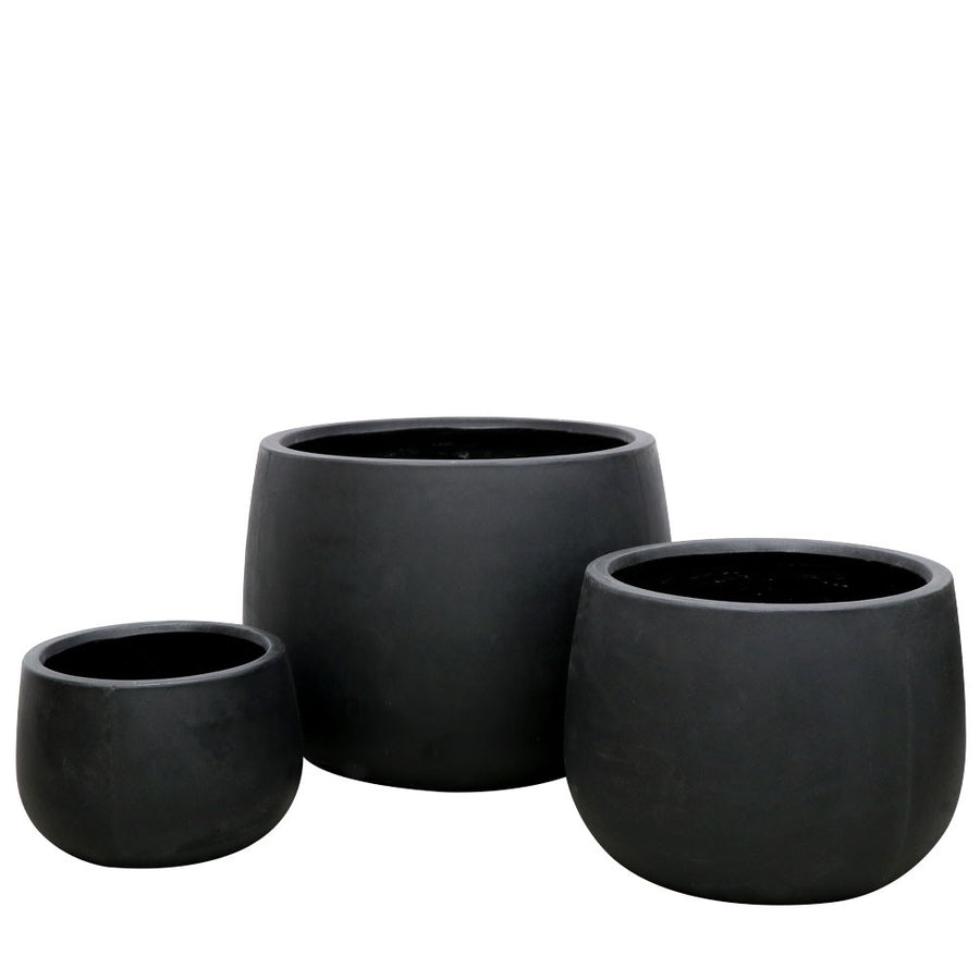 Westhampton Rounded Bowl Black Concrete Pot - Medium