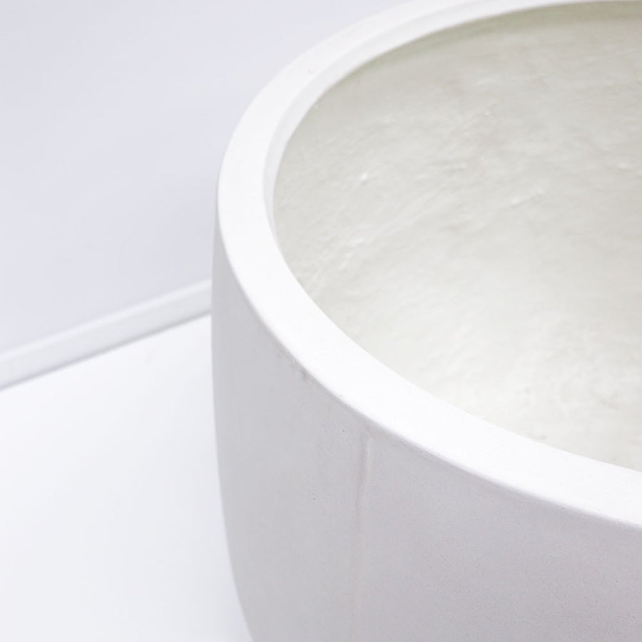 Westhampton Rounded Bowl White Concrete Pot - Small