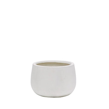 Westhampton Rounded Bowl White Concrete Pot - Small