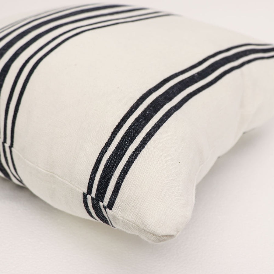 White Linen Bold Indigo Stripe Cushion