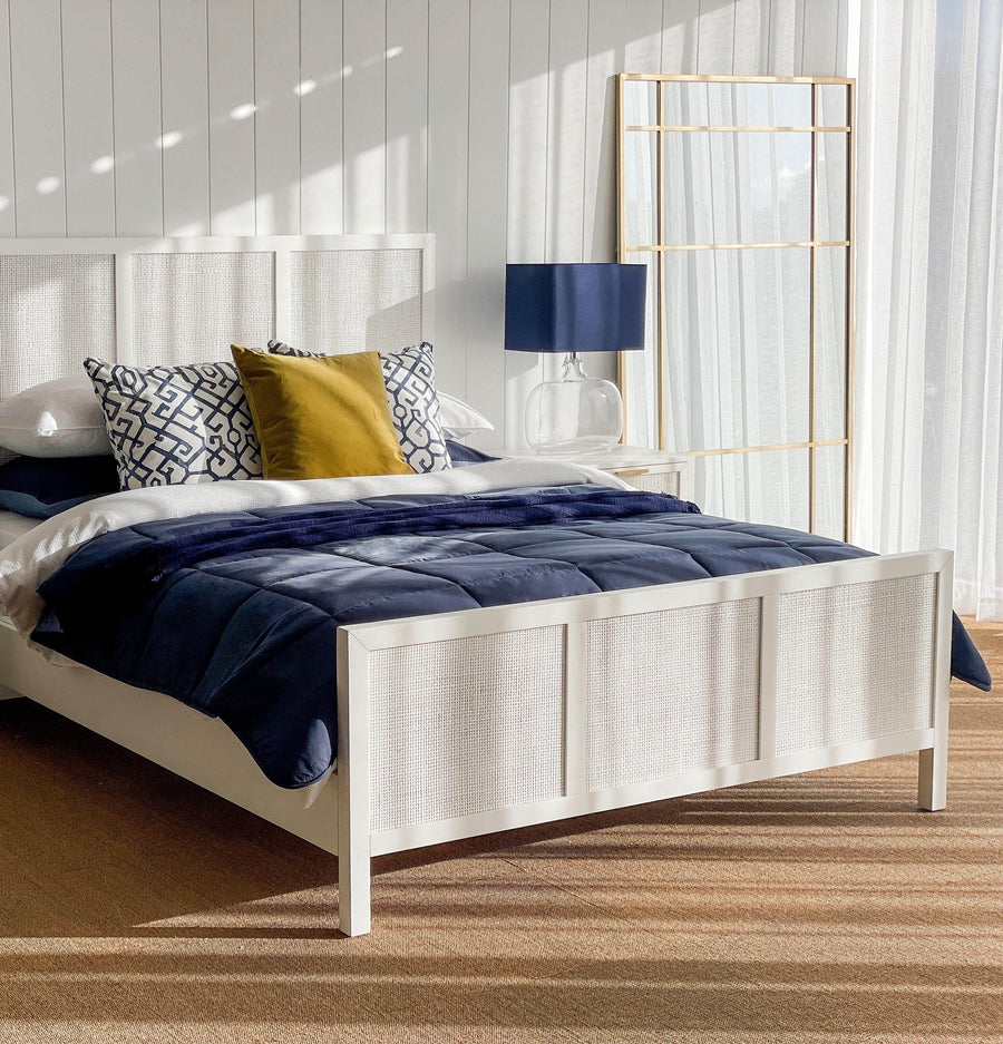 White Rattan Bed Frame - Double