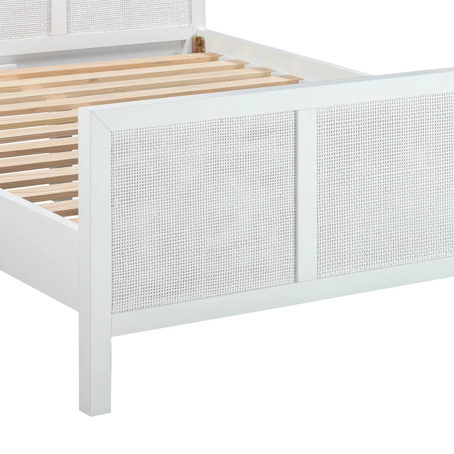 White Rattan Bed Frame - Double