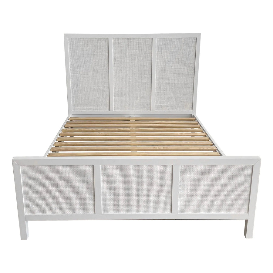 White Rattan Bed Frame - Queen