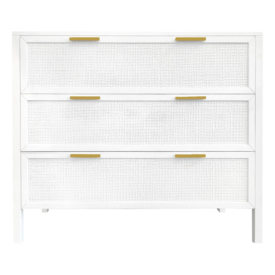 White Rattan Drawer Dresser