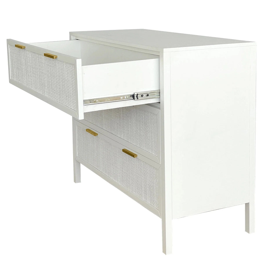 White Rattan Drawer Dresser