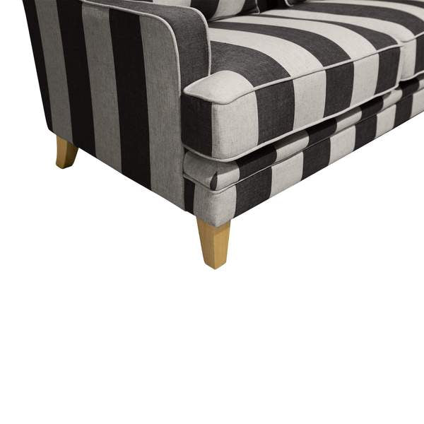 Hamptons Grey & Off-White Striped Two Seater Couch