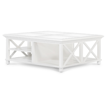 Hamptons White Glass Top Square Coffee Table